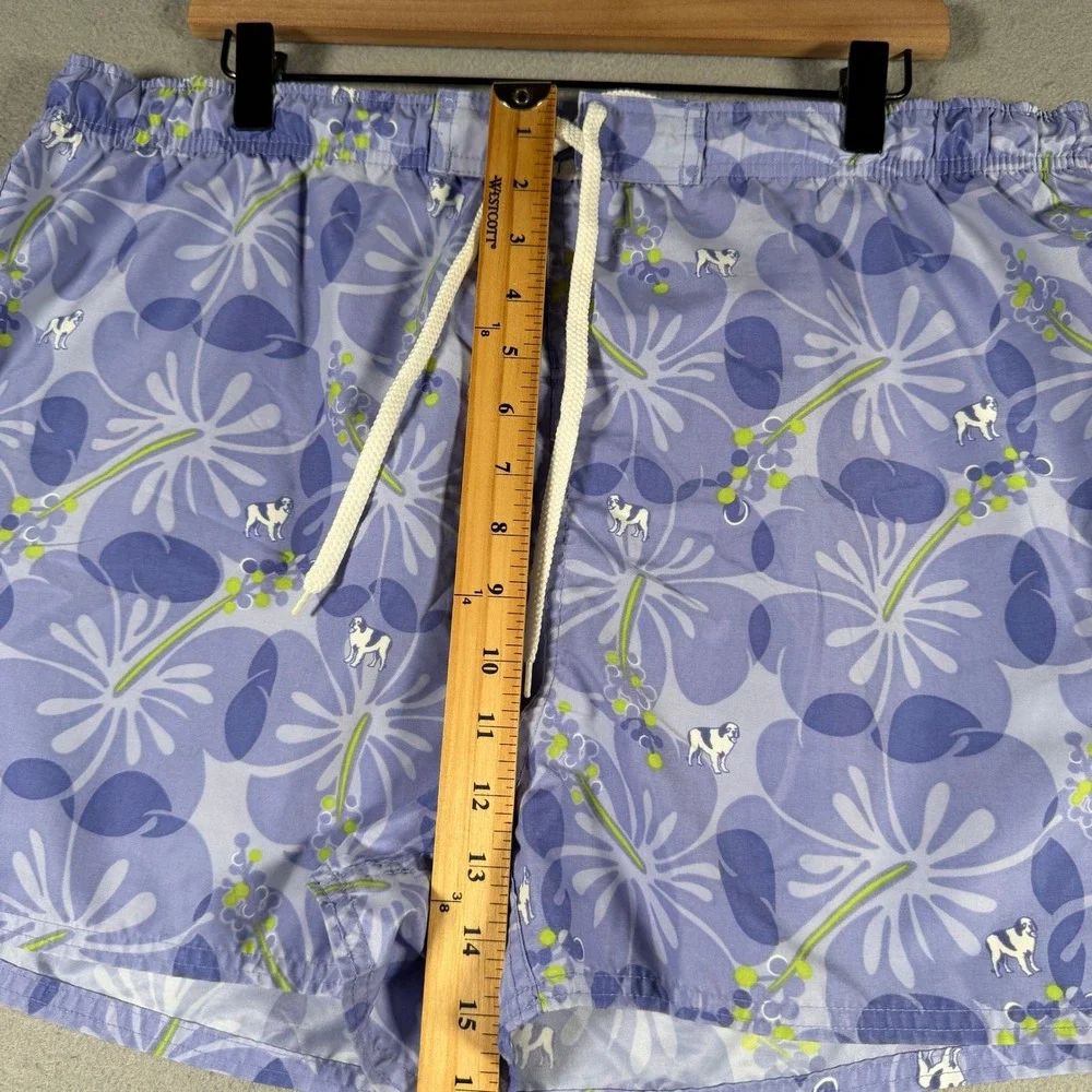 Big Dogs Mens XL Purple Tropical Floral Dog Print Swim Trunks Board Shorts 30-38